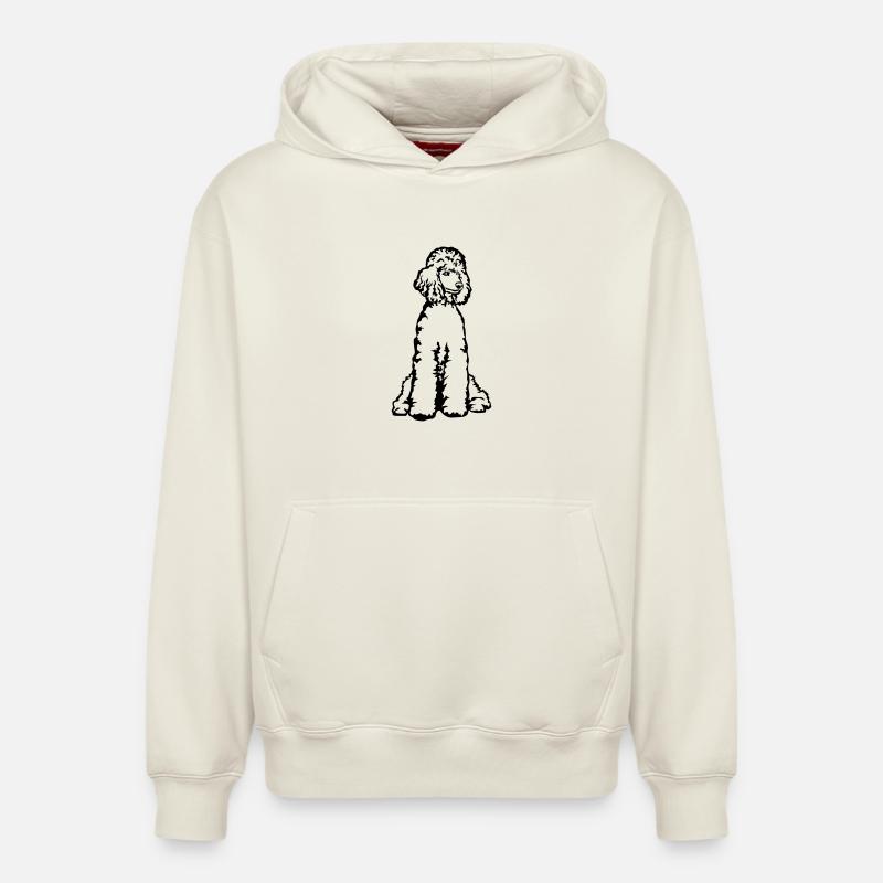 Caniche - Sweat à capuche unisexe décontracté en coton biologique – de SPREAD - blanc cassé