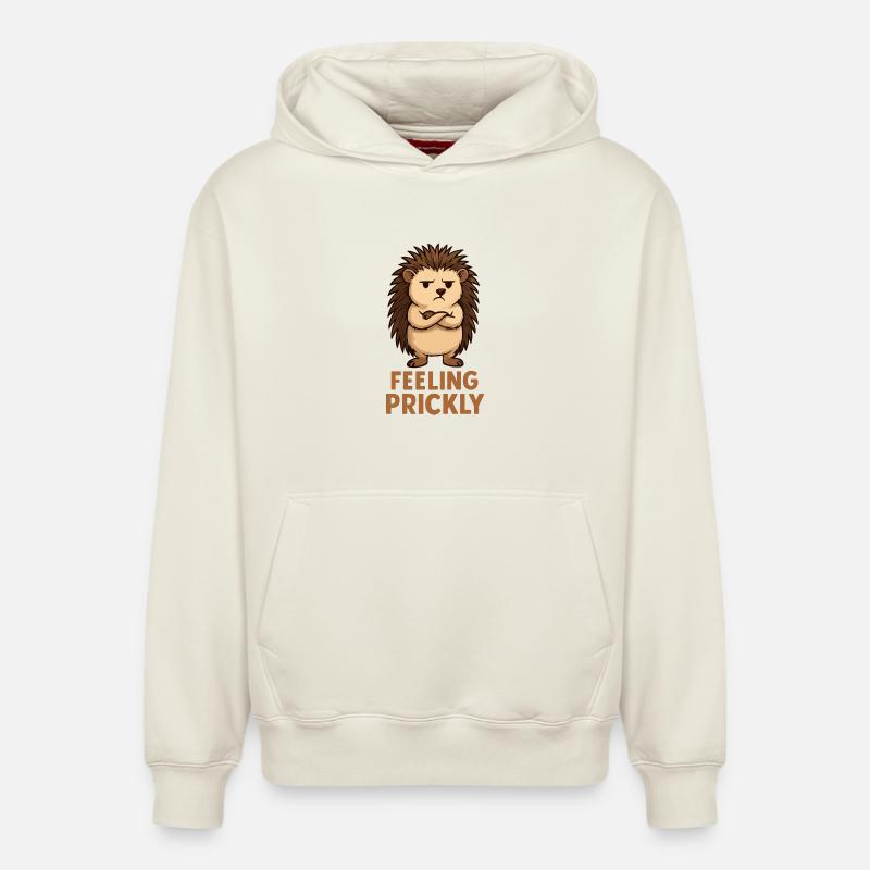 Hérisson épineux avec visage arrogant - Sweat à capuche unisexe décontracté en coton biologique – de SPREAD - blanc cassé