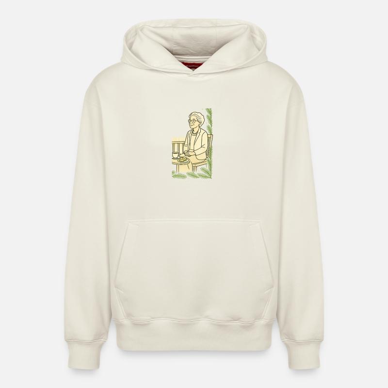 Großmutter Cafézeit am Tisch - Relaxed Unisex Organic Hoodie – von SPREAD - Naturweiß