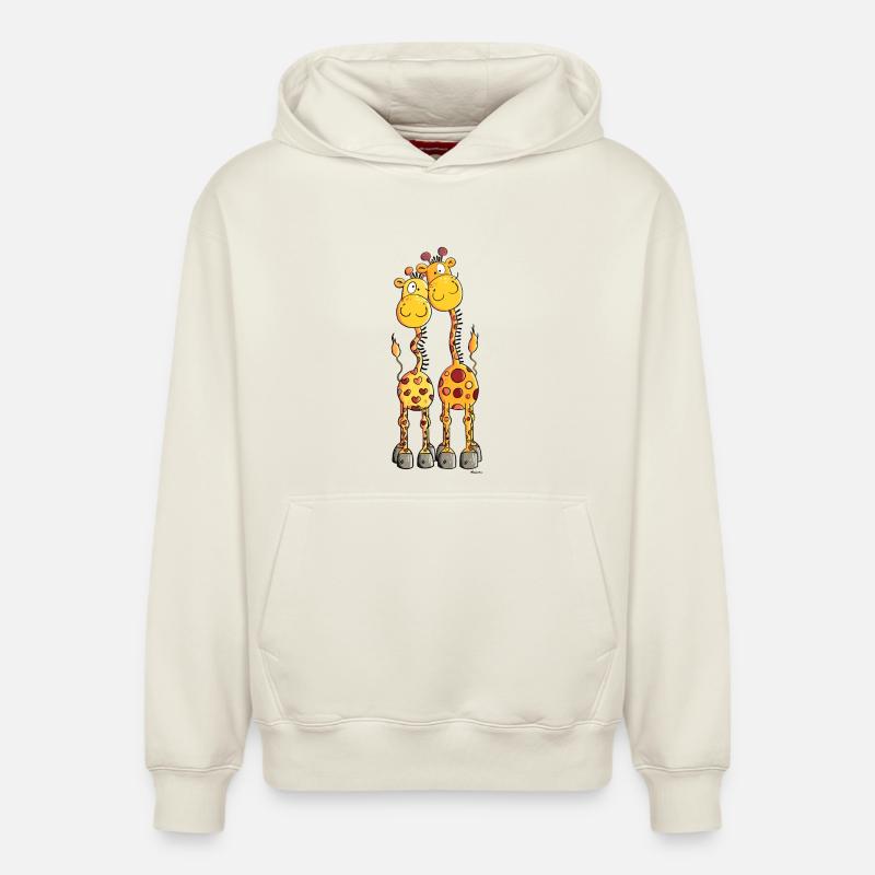 Amour Girafes - Sweat à capuche unisexe décontracté en coton biologique – de SPREAD - blanc cassé