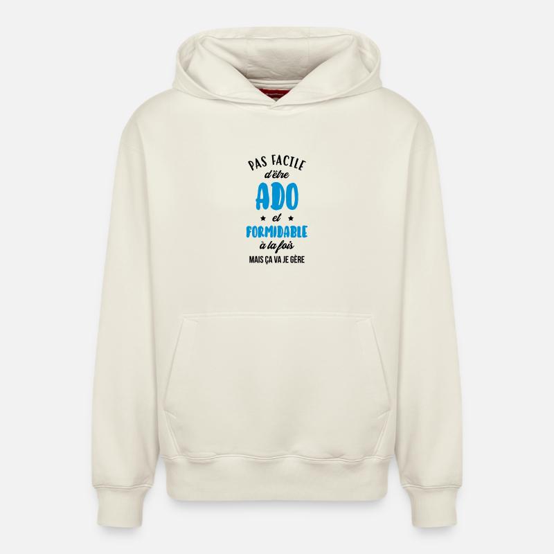 adolescent / enfant / ado / adolescente - Sweat à capuche unisexe décontracté en coton biologique – de SPREAD - blanc cassé