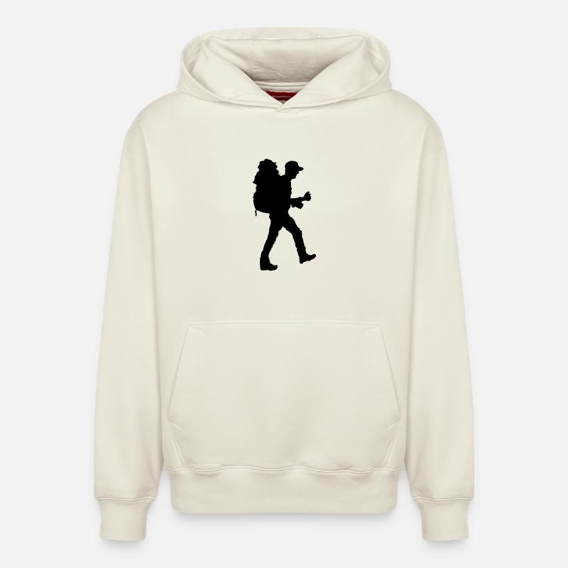 Backpacker Silhouette - Relaxed Unisex Organic Hoodie – von SPREAD - Naturweiß