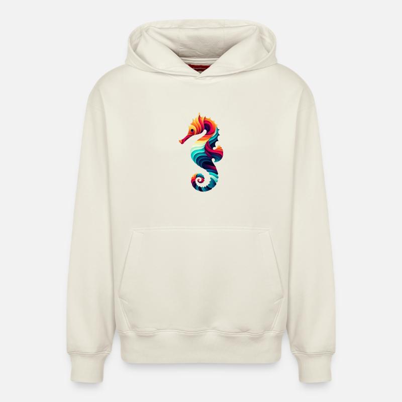 Hippocampe - Sweat à capuche unisexe décontracté en coton biologique – de SPREAD - blanc cassé