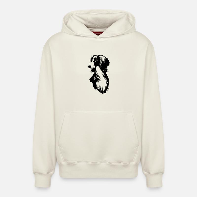 Tête de Saluki - Sweat à capuche unisexe décontracté en coton biologique – de SPREAD - blanc cassé