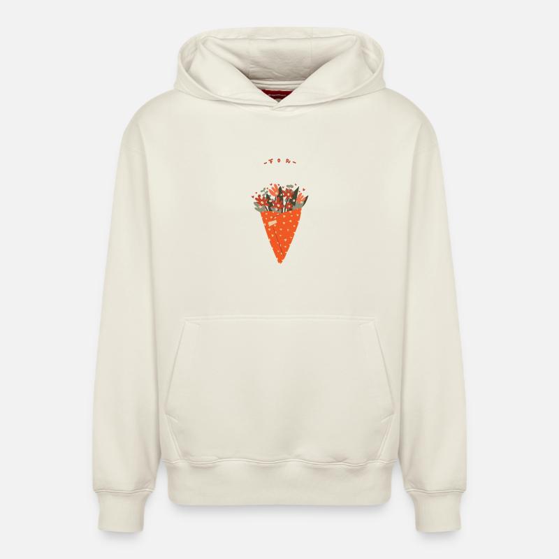 Bouquet de fleurs – Salutations chaleureuses - Sweat à capuche unisexe décontracté en coton biologique – de SPREAD - blanc cassé
