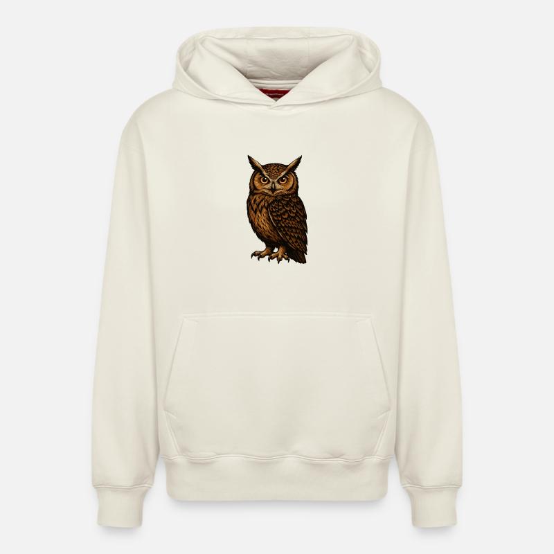 Regard de la chouette brune - Sweat à capuche unisexe décontracté en coton biologique – de SPREAD - blanc cassé