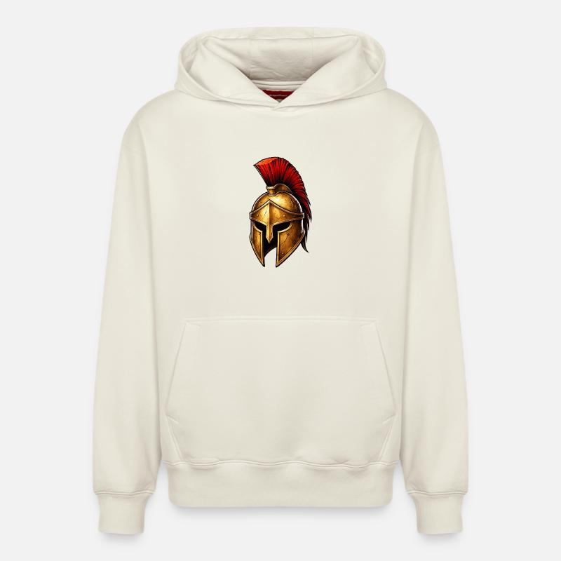 Le Casque du Chevalier Spartiate - Sweat à capuche unisexe décontracté en coton biologique – de SPREAD - blanc cassé