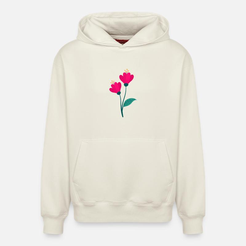 Fleur - Sweat à capuche unisexe décontracté en coton biologique – de SPREAD - blanc cassé