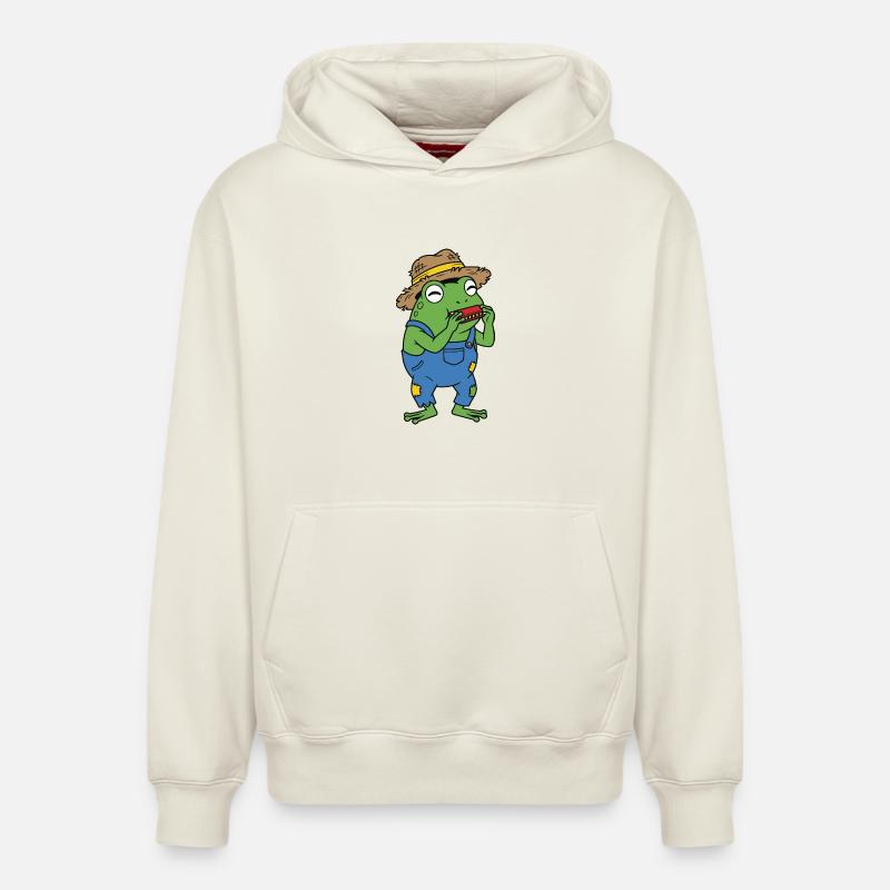 grenouille avec harmonica - Sweat à capuche unisexe décontracté en coton biologique – de SPREAD - blanc cassé