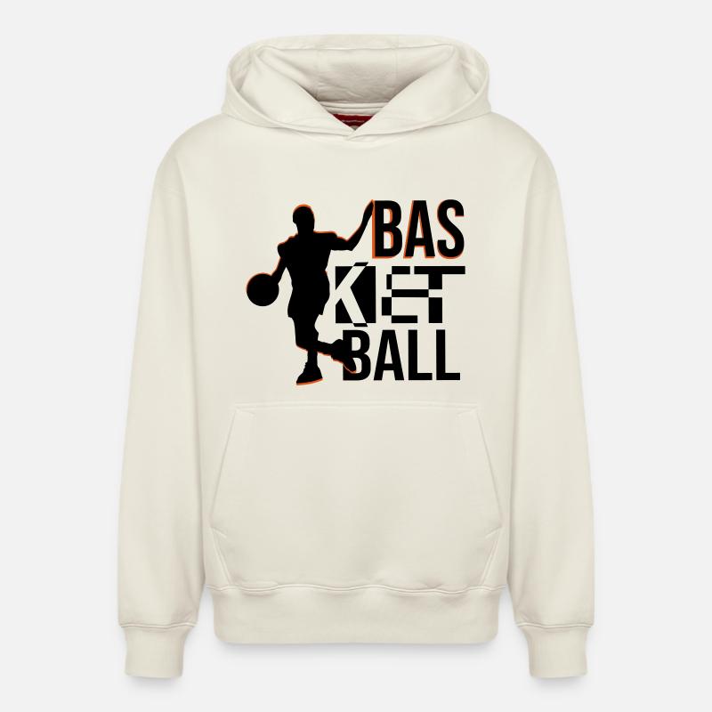 basketball - Sweat à capuche unisexe décontracté en coton biologique – de SPREAD - blanc cassé