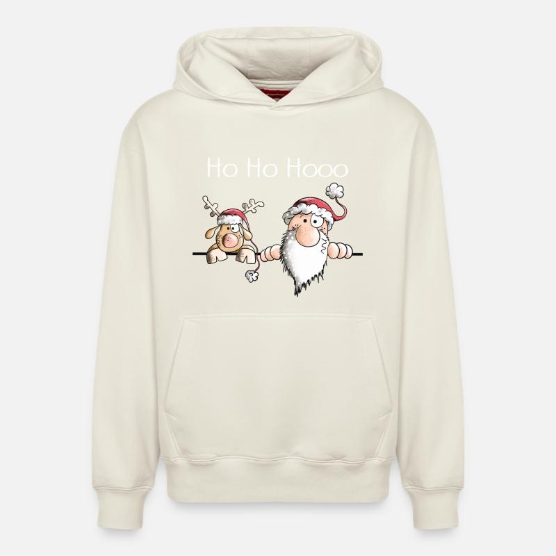 Saint Nicolas et ses rennes - Sweat à capuche unisexe décontracté en coton biologique – de SPREAD - blanc cassé