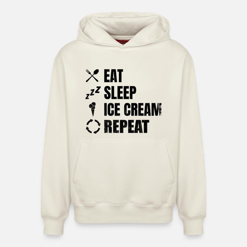Amateurs de crème glacée - Sweat à capuche unisexe décontracté en coton biologique – de SPREAD - blanc cassé