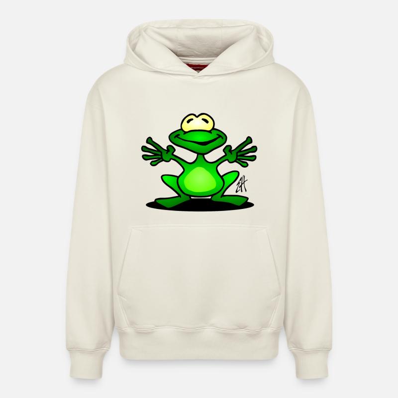 Grenouille - Sweat à capuche unisexe décontracté en coton biologique – de SPREAD - blanc cassé