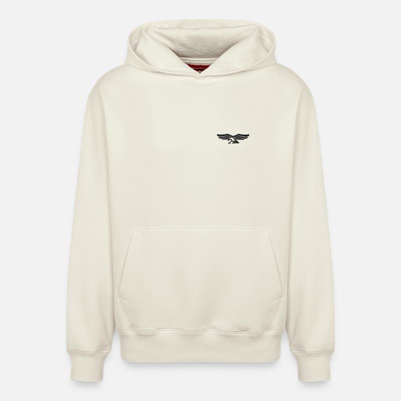 Aigle brodé - Sweat à capuche unisexe décontracté en coton biologique – de SPREAD - blanc cassé