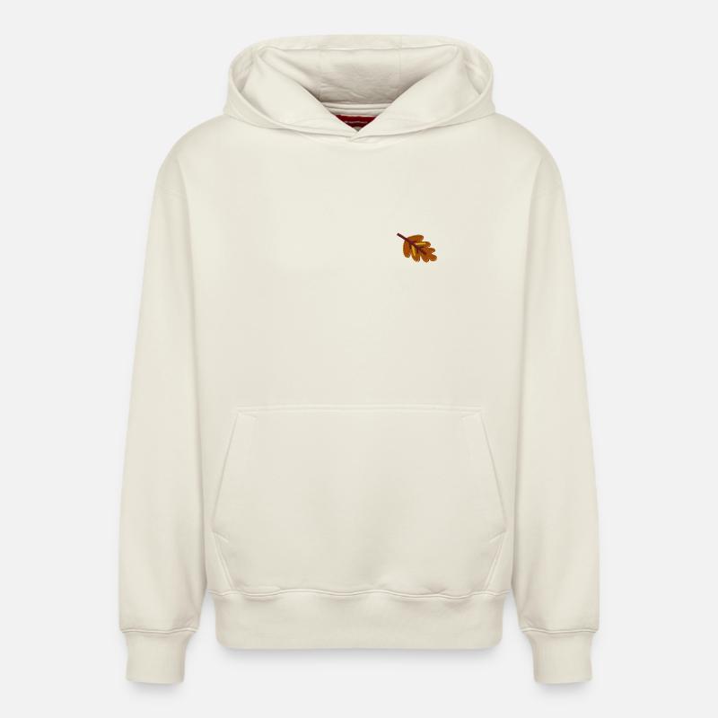 Feuille de chêne brodée - Sweat à capuche unisexe décontracté en coton biologique – de SPREAD - blanc cassé