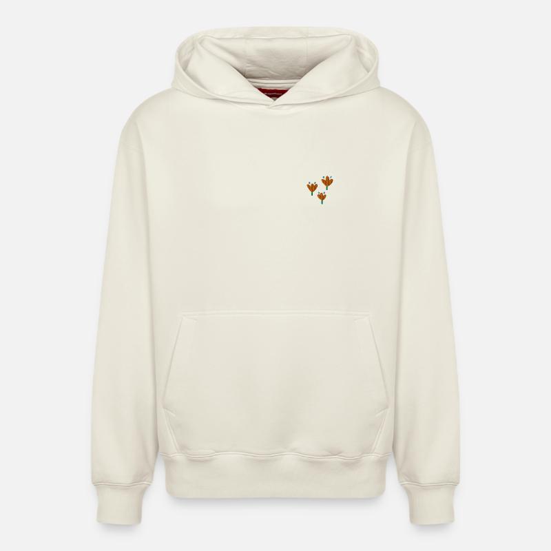 Tulipes brodées - Sweat à capuche unisexe décontracté en coton biologique – de SPREAD - blanc cassé