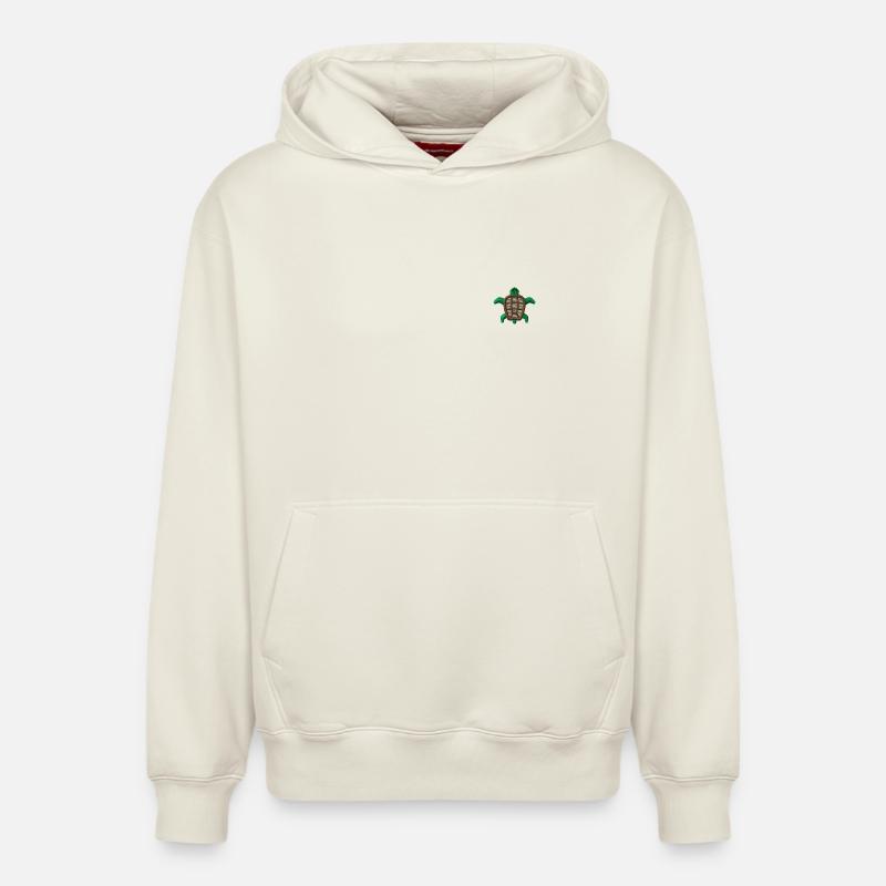 Tortue brodée - Sweat à capuche unisexe décontracté en coton biologique – de SPREAD - blanc cassé