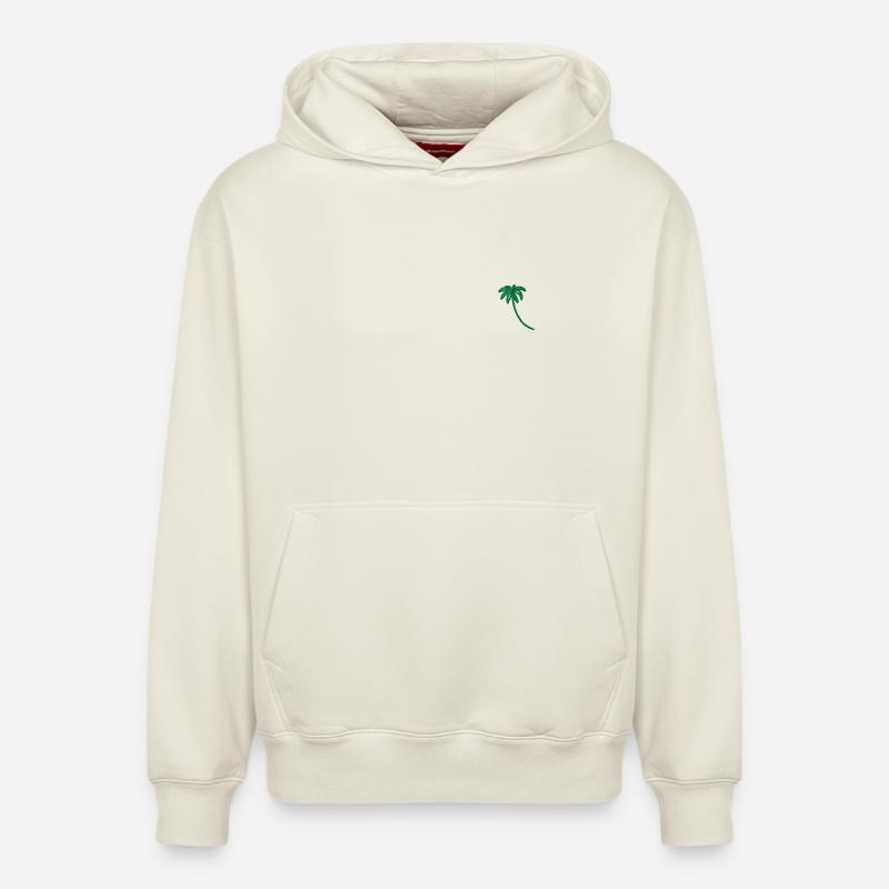 Palmier brodé - Sweat à capuche unisexe décontracté en coton biologique – de SPREAD - blanc cassé