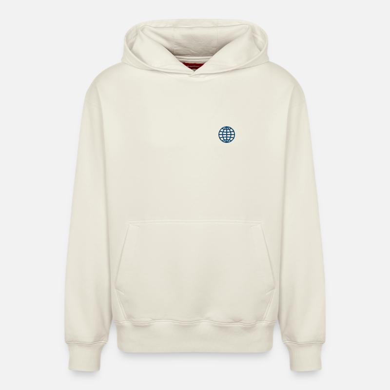 Globe brodé - Sweat à capuche unisexe décontracté en coton biologique – de SPREAD - blanc cassé