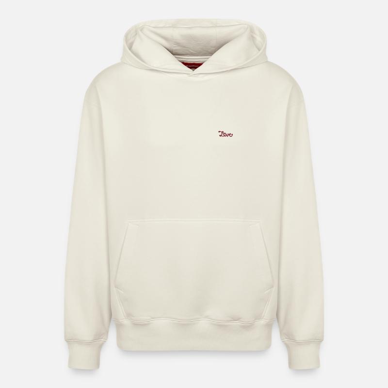 Amour - Sweat à capuche unisexe décontracté en coton biologique – de SPREAD - blanc cassé