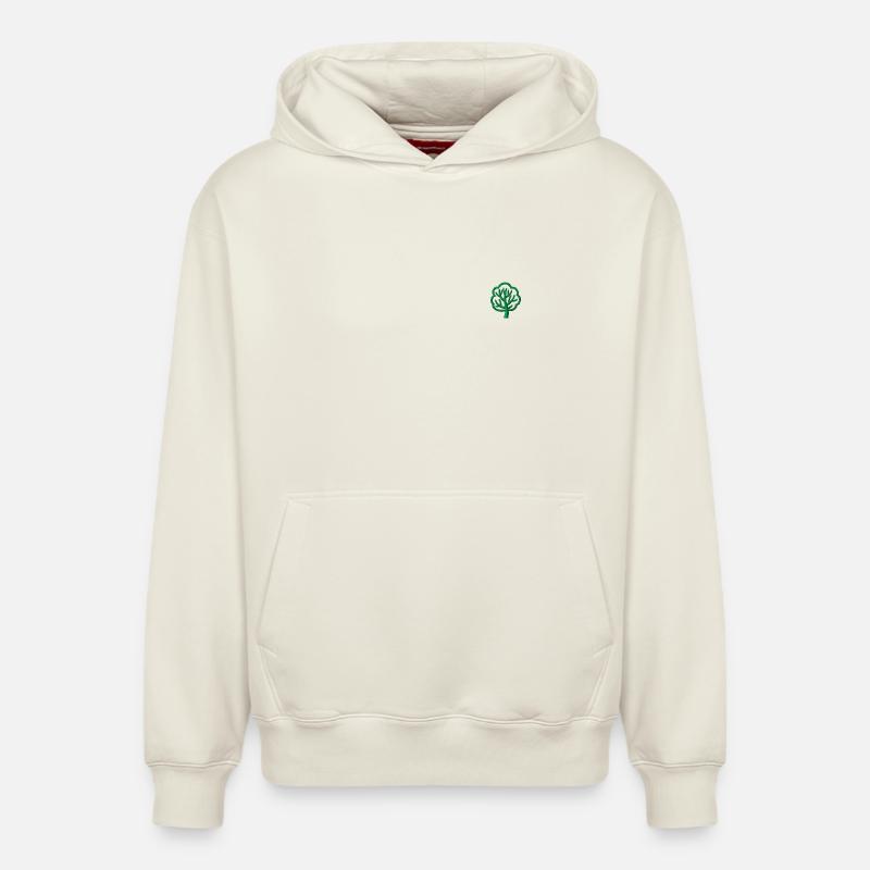 Arbre brodé - Sweat à capuche unisexe décontracté en coton biologique – de SPREAD - blanc cassé