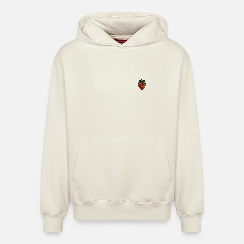 Fraise - Sweat à capuche unisexe décontracté en coton biologique – de SPREAD - blanc cassé