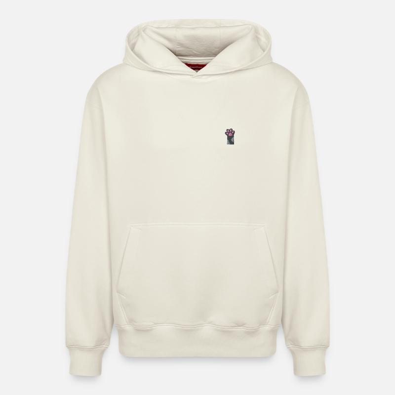 Patte de chat - Sweat à capuche unisexe décontracté en coton biologique – de SPREAD - blanc cassé