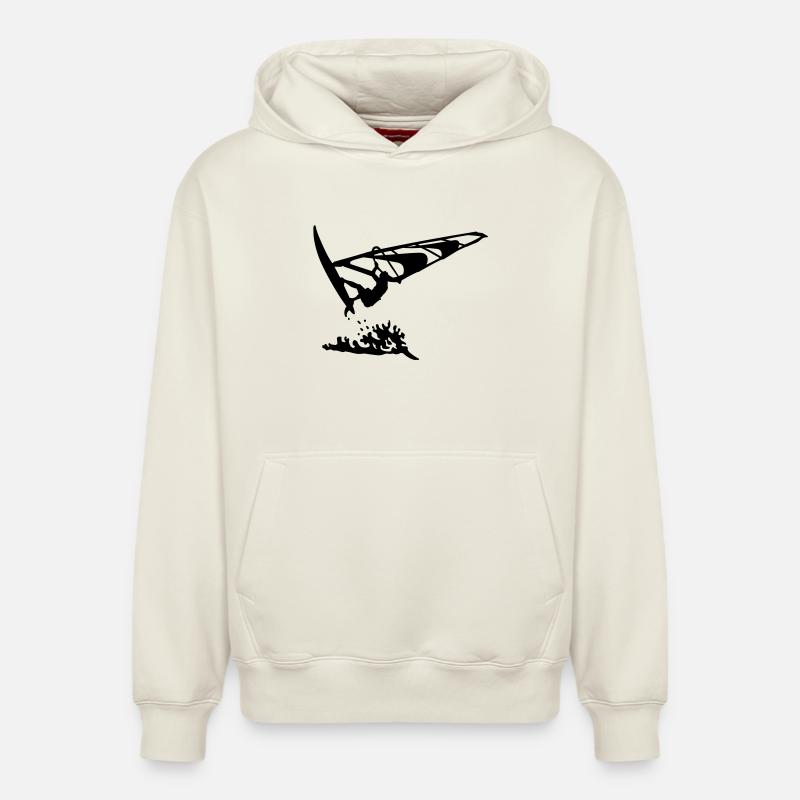 windsurfing - Sweat à capuche unisexe décontracté en coton biologique – de SPREAD - blanc cassé