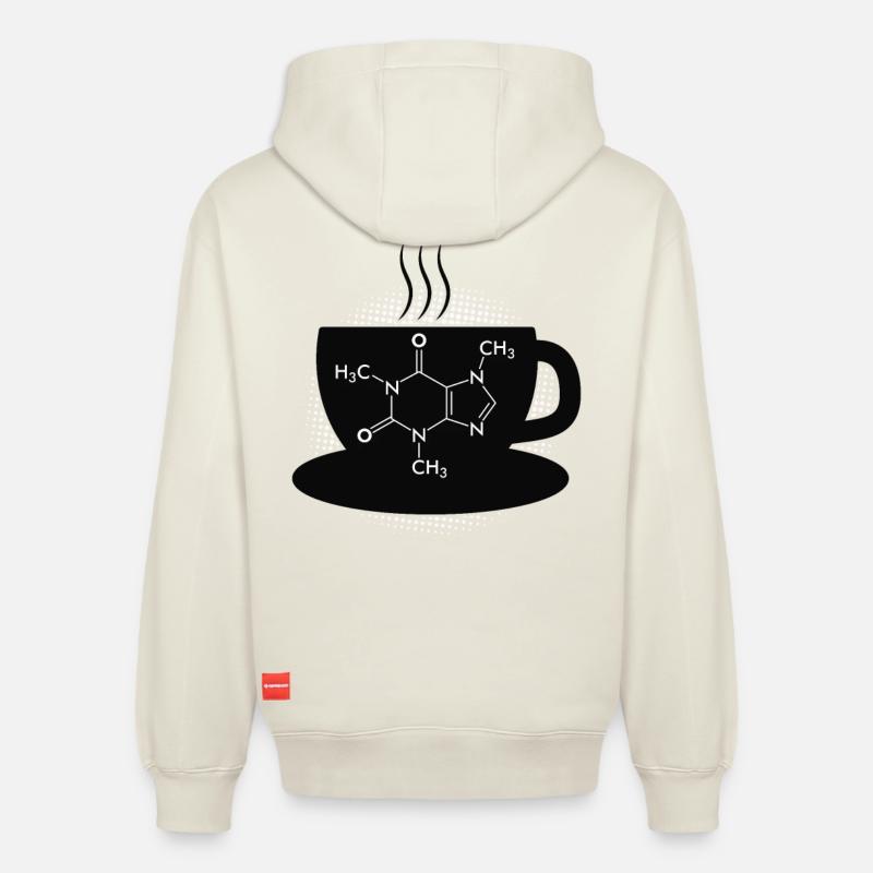 Café Caffeine Molecule - Sweat à capuche unisexe décontracté en coton biologique – de SPREAD - blanc cassé