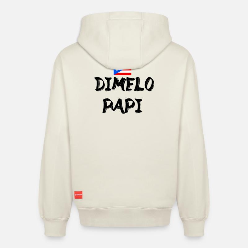 Dimelo Papi Latino - Sweat à capuche unisexe décontracté en coton biologique – de SPREAD - blanc cassé