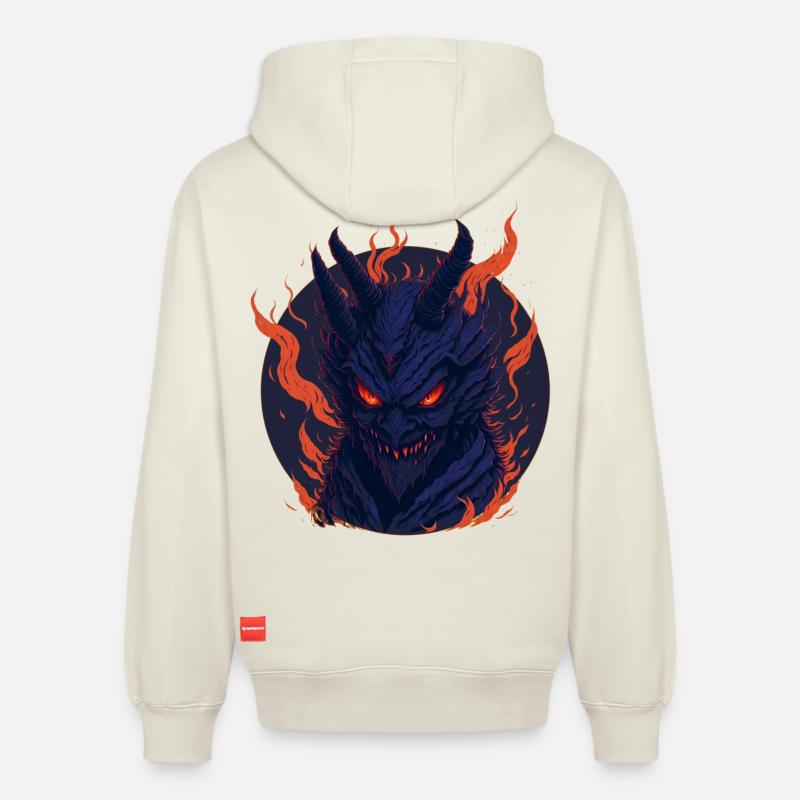 Lucifer - Sweat à capuche unisexe décontracté en coton biologique – de SPREAD - blanc cassé