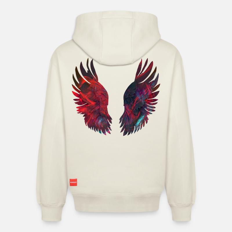 Ailes de Feu Luminescentes - Sweat à capuche unisexe décontracté en coton biologique – de SPREAD - blanc cassé
