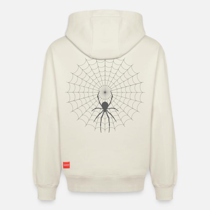 Silhouette de toile d’araignée - Sweat à capuche unisexe décontracté en coton biologique – de SPREAD - blanc cassé