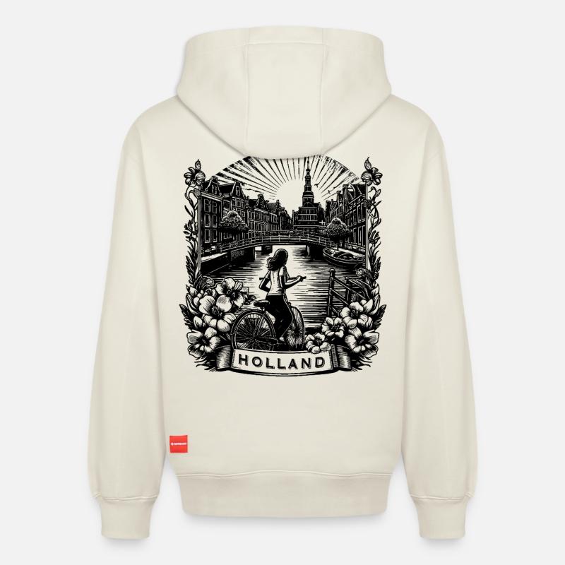 HOLLAND Conception de chemises - Sweat à capuche unisexe décontracté en coton biologique – de SPREAD - blanc cassé