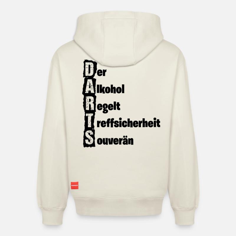 Fléchettes, fléchettes, règles de l’alcool - Sweat à capuche unisexe décontracté en coton biologique – de SPREAD - blanc cassé