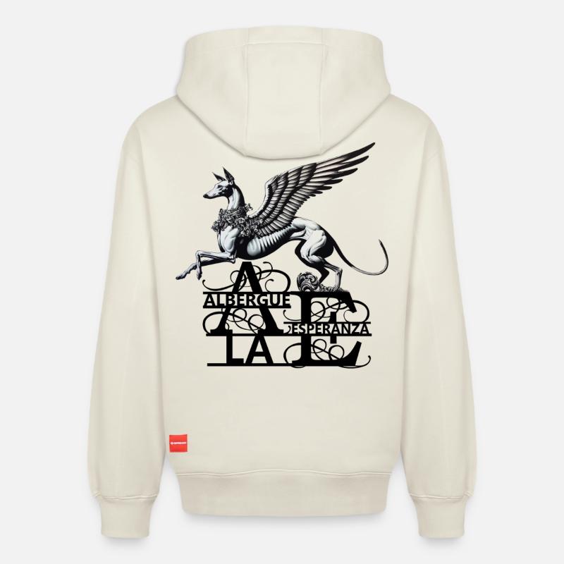 Albergue la Esperanza Nr2 - Sweat à capuche unisexe décontracté en coton biologique – de SPREAD - blanc cassé