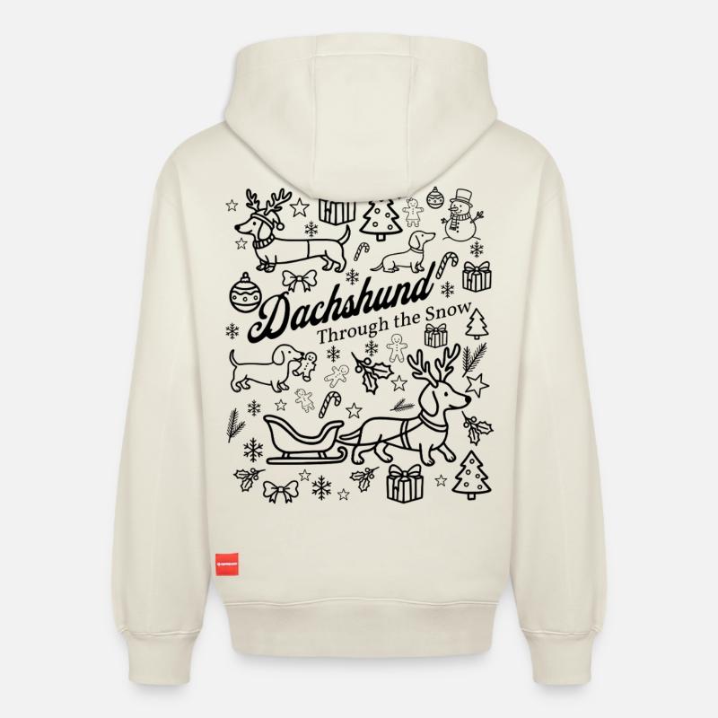 Conception de la neige teckel - Sweat à capuche unisexe décontracté en coton biologique – de SPREAD - blanc cassé