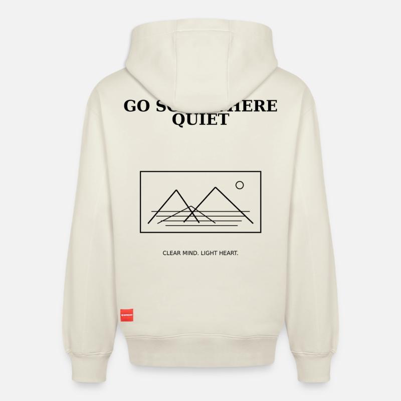 08_go_somewhere_quiet - Sweat à capuche unisexe décontracté en coton biologique – de SPREAD - blanc cassé