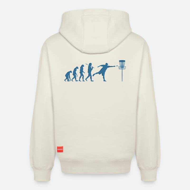 Disc Golf Evolution - Sweat à capuche unisexe décontracté en coton biologique – de SPREAD - blanc cassé
