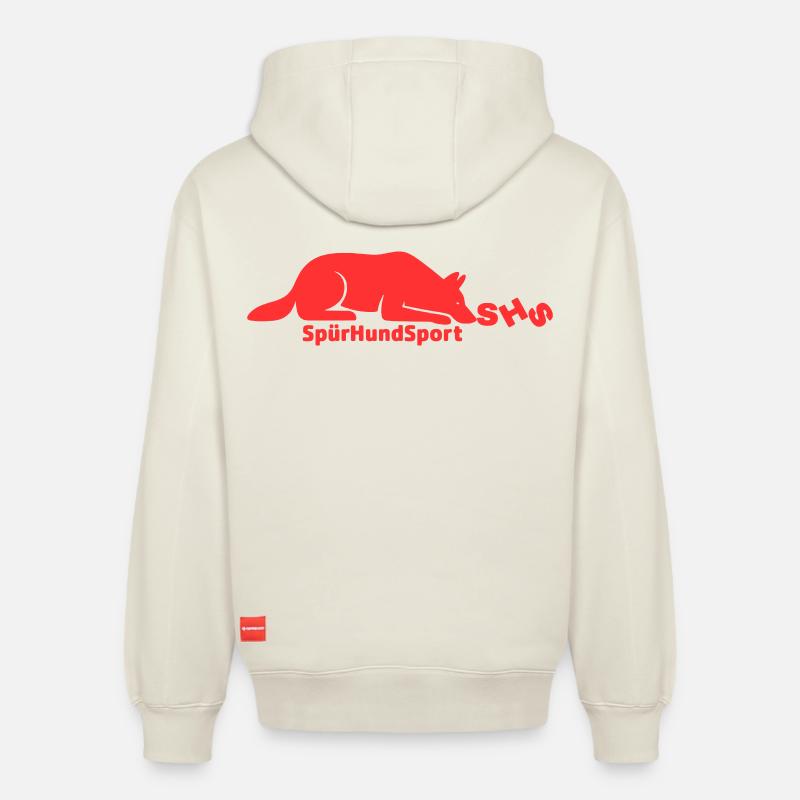 Logo SHS rouge - Sweat à capuche unisexe décontracté en coton biologique – de SPREAD - blanc cassé