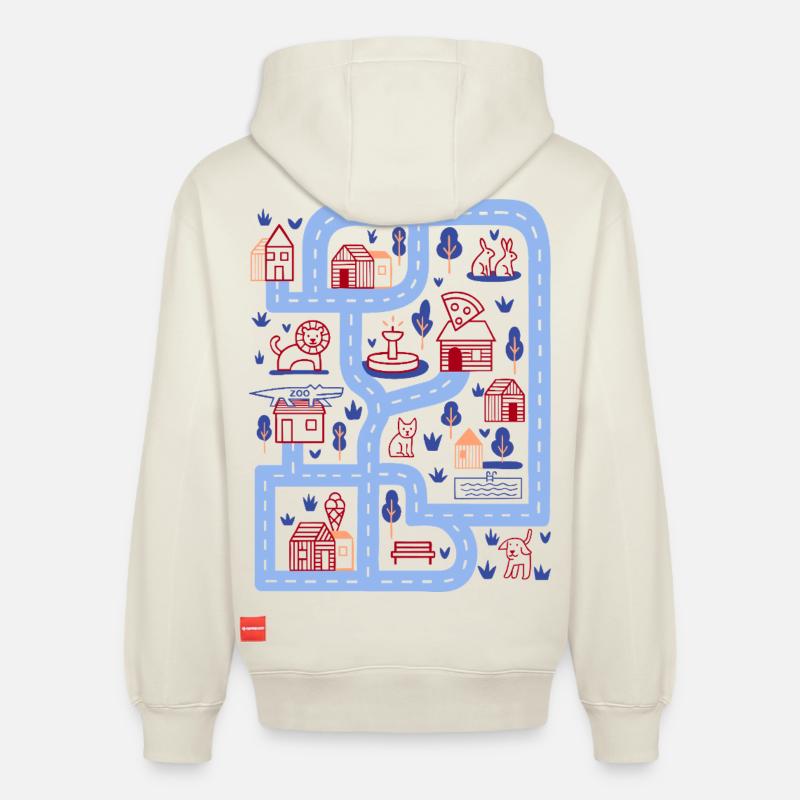 Rue de jeu - Sweat à capuche unisexe décontracté en coton biologique – de SPREAD - blanc cassé