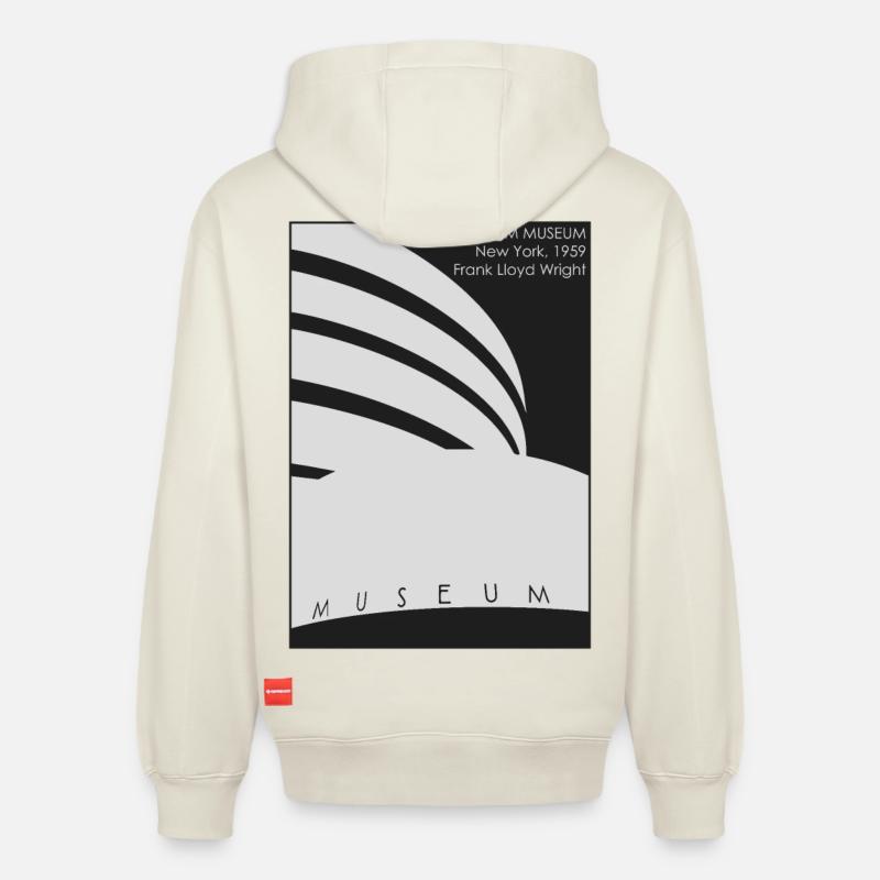 Architecture moderne: Musée Guggenheim - Sweat à capuche unisexe décontracté en coton biologique – de SPREAD - blanc cassé