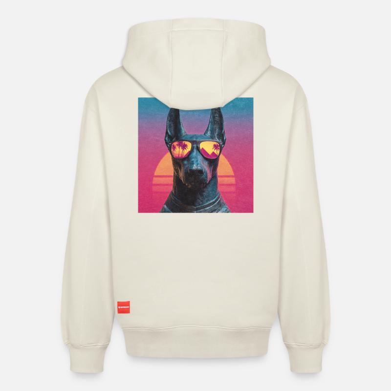 Anubis Synthwave - Gott auf Urlaub - Relaxed Unisex Organic Hoodie – von SPREAD - Naturweiß