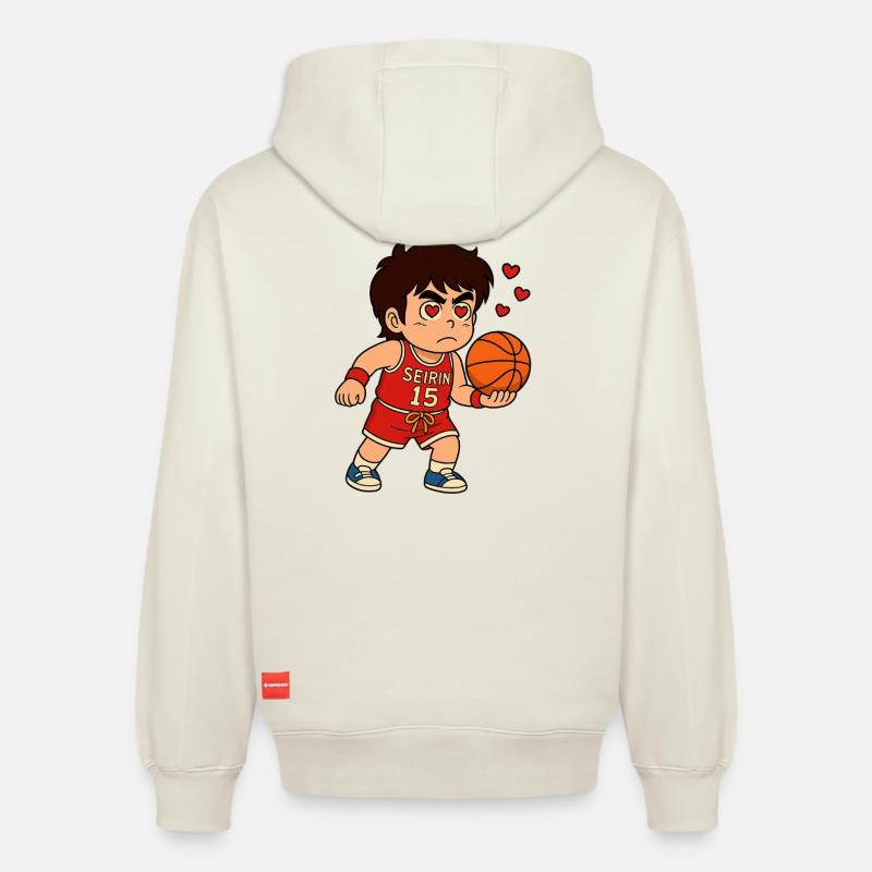Giocatore_di_basket_con_cuore - Sweat à capuche unisexe décontracté en coton biologique – de SPREAD - blanc cassé