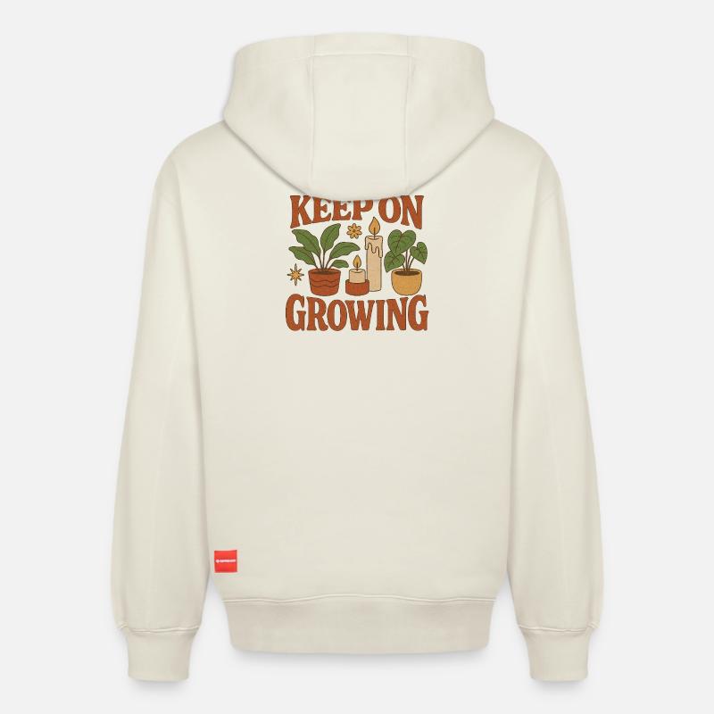 Keep_on_Growing - Sweat à capuche unisexe décontracté en coton biologique – de SPREAD - blanc cassé