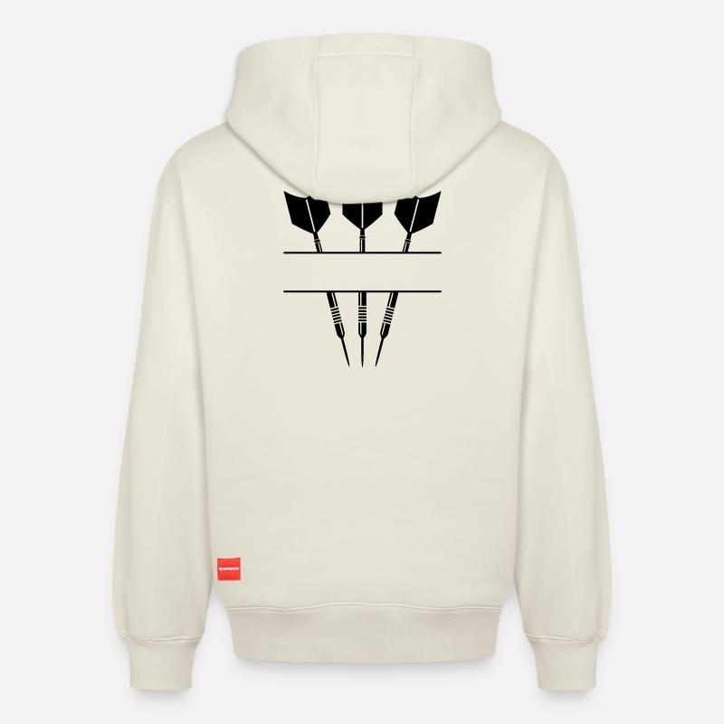 Drei Darts einfarbig mit Textzeile. - Relaxed Unisex Organic Hoodie – von SPREAD - Naturweiß