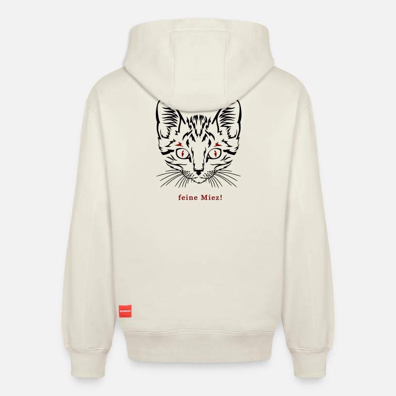 Chat, minou fin - Sweat à capuche unisexe décontracté en coton biologique – de SPREAD - blanc cassé