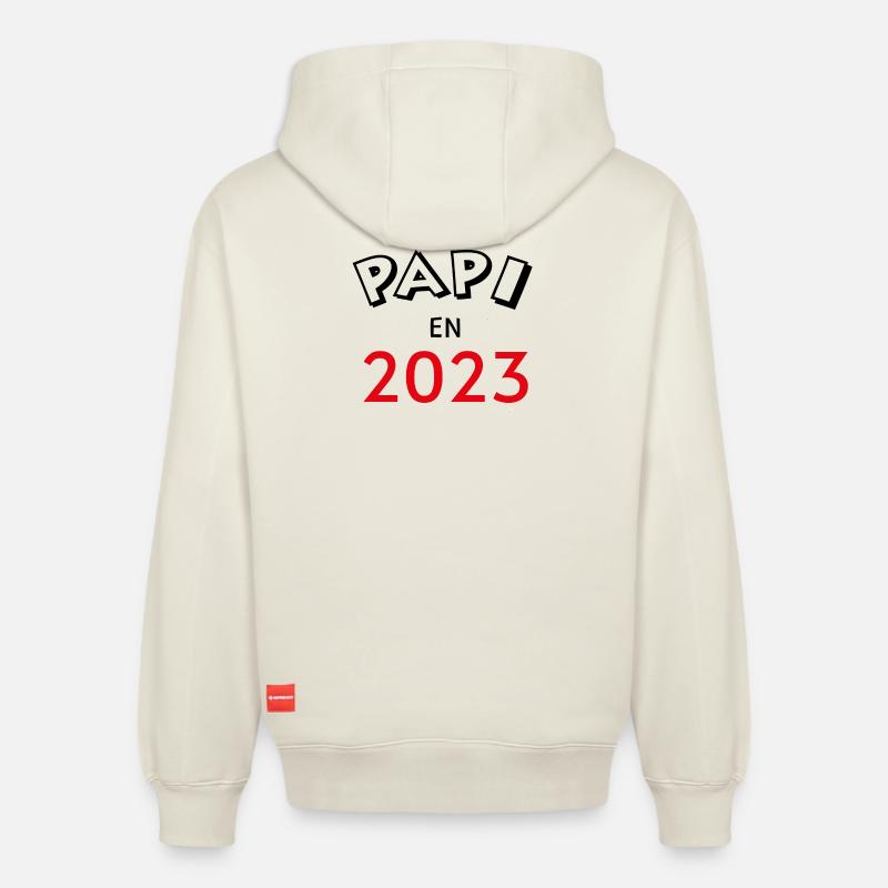 Papi en 2023 - Sweat à capuche unisexe décontracté en coton biologique – de SPREAD - blanc cassé