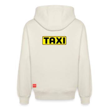 taxi - Relaxed Unisex Organic Hoodie – by SPREAD - off white - Back - AI Model Male 178 light (178cm)