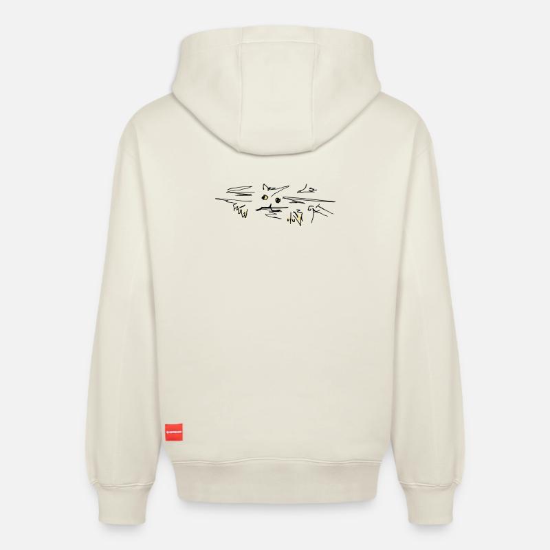 Chat Chat - Sweat à capuche unisexe décontracté en coton biologique – de SPREAD - blanc cassé